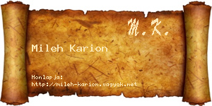 Mileh Karion névjegykártya
